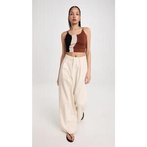 NWT Ahluwalia Elshadai Ruched Crop Top In Black/Rust/Beige Size 8